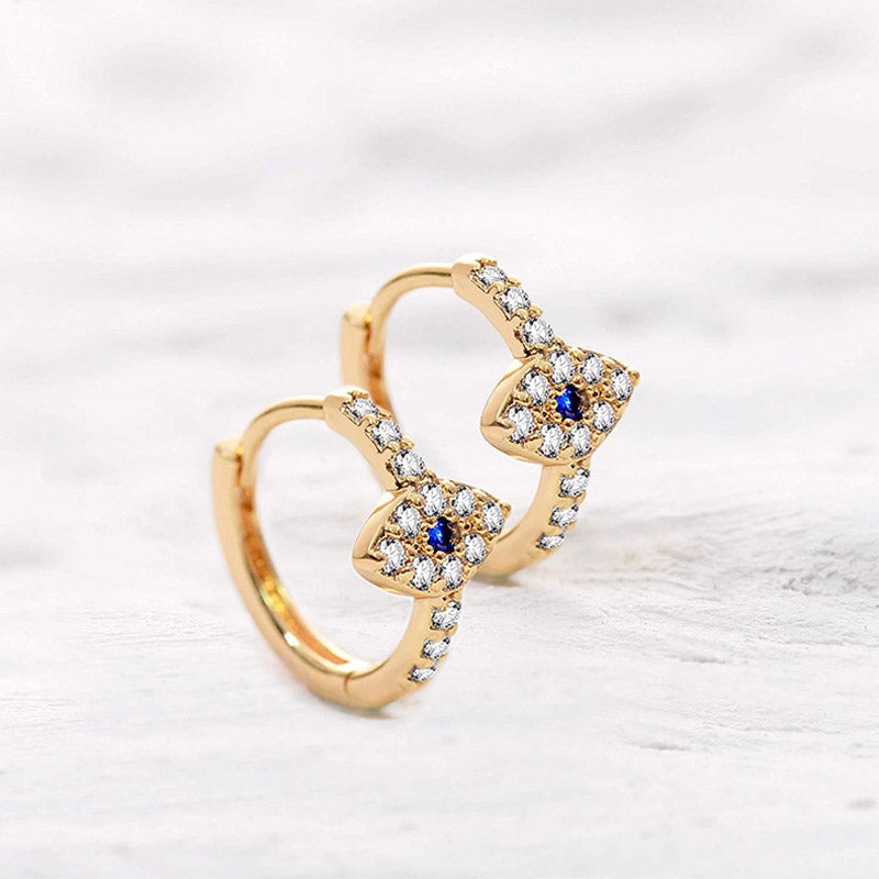 Ohrringe Silber Böses Auge Zirkonia funkelnd Boho Schmuck spirituell Creolen