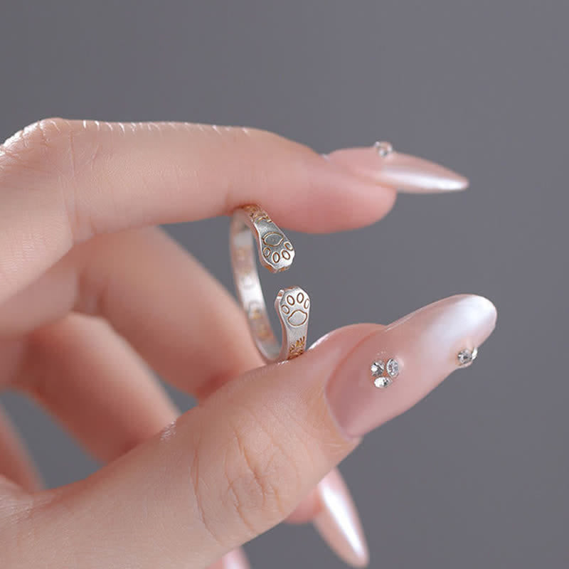 Ring 999er Silber Katzenpfote Balance gehalten Schutz Kraft Glück Fingerring