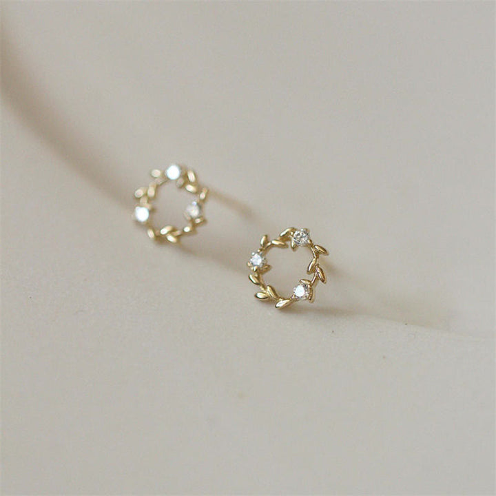 Ohrringe Kupfer Silber Blumenkranz zierlich Zirkonia Boho Schmuck Ohrstecker