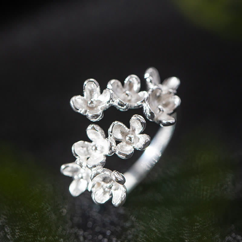 Ring 925 Silber Osmanthusblüte Blüten glänzend elegant Schmuck