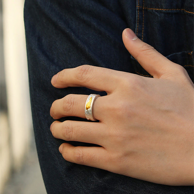 Gold Silber Ring 999 Koi Fisch Glück Schutz Fingerring