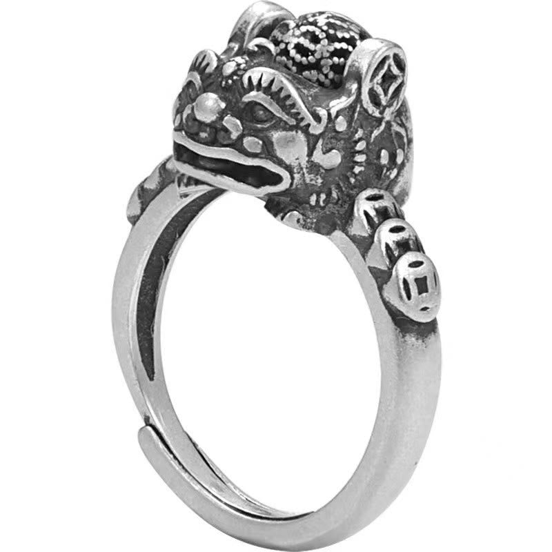 Pixiu Ring Kupfer mit Drachendetails Glück Fengshui Schutz Fingerring