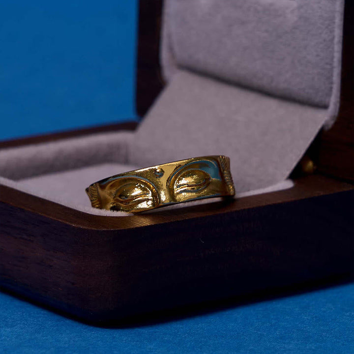 Ring Kupfer meditierender Buddha Gesicht Ruhe Entspannung Schmuck
