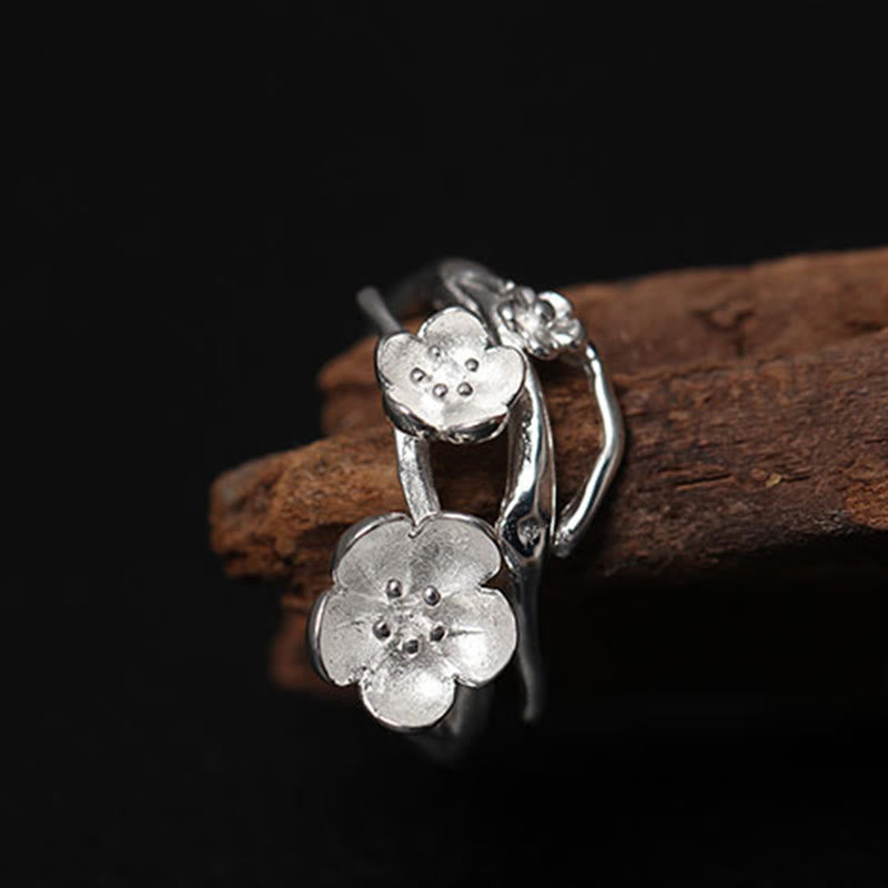 Ring 925 Silber Pflaumenblüte Balance Blütenring Feng Shui Glück