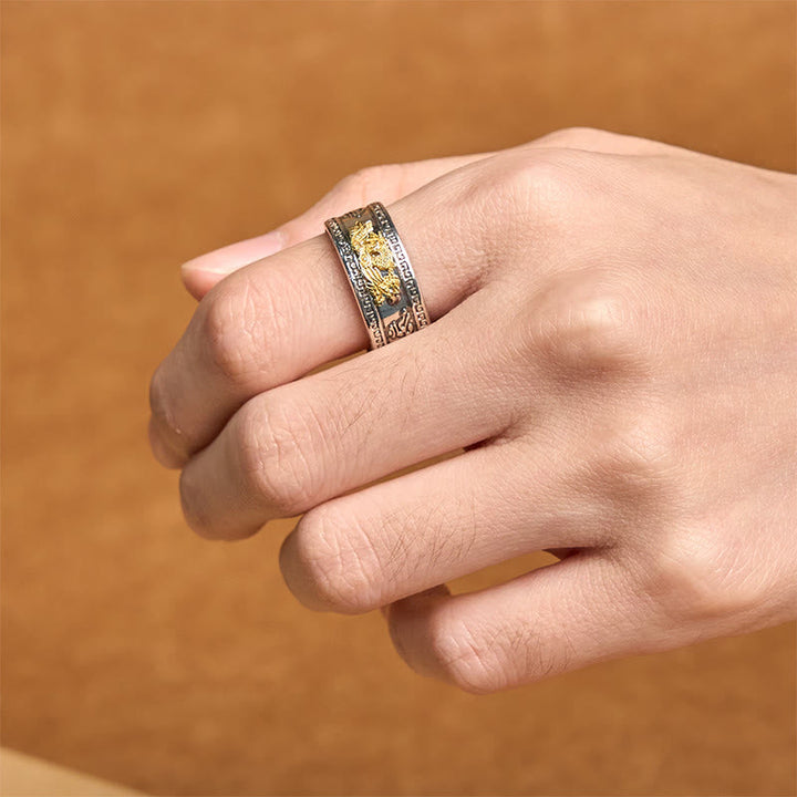 Kupfer Ring Herzsutra Drachen Schutz Stärke Spiritualität Glück Fingerring