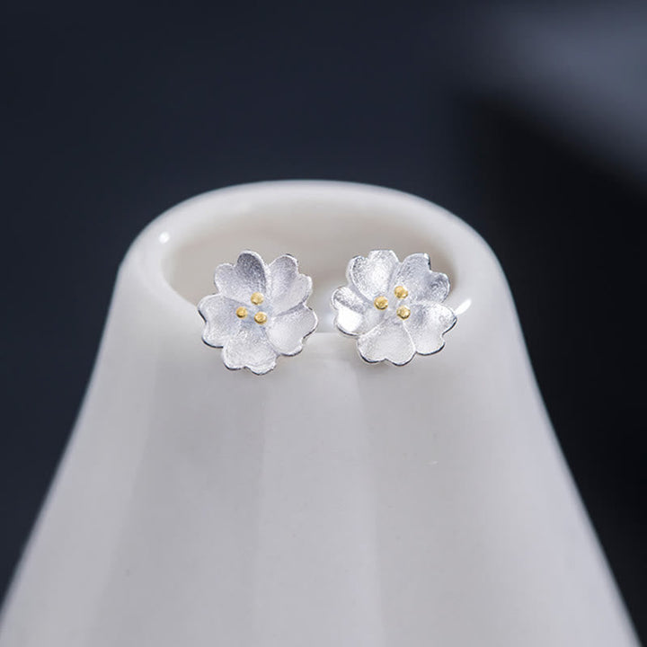 Kirschblüte Ohrringe Silber zarte Blüten Ohrstecker Boho Schmuck spirituell