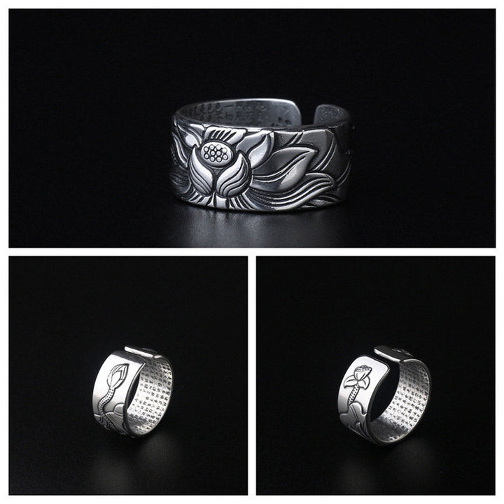Tibetischer Kupfer Ring mit Lotus Gravur Weisheit Meditation Energie