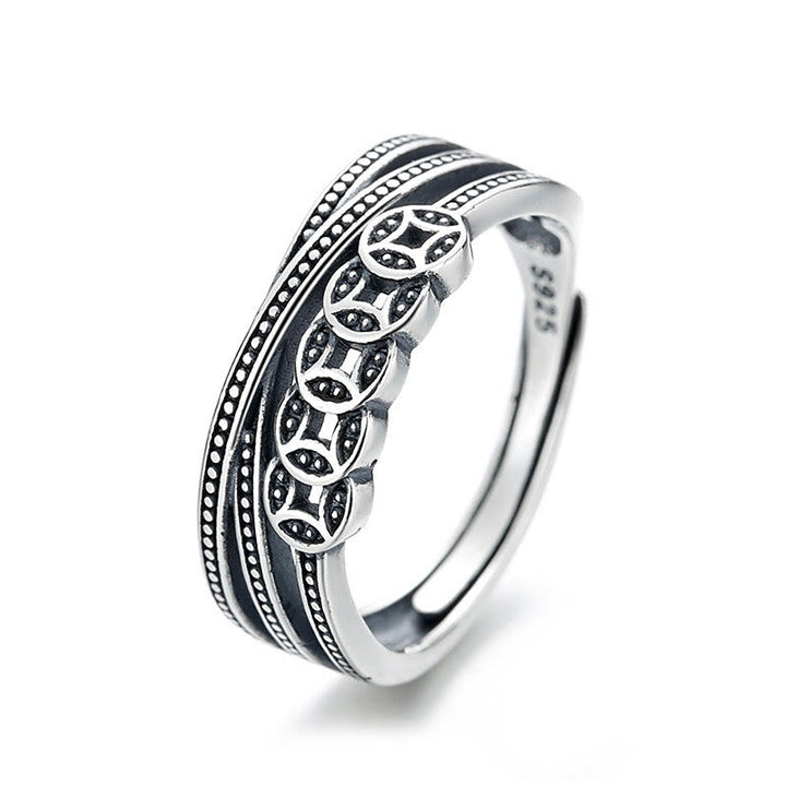 925 Silber Ring mit Ornament Wohlstand Segen Feng Shui