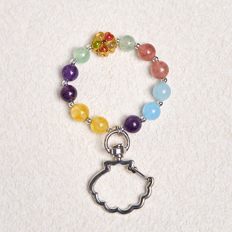 Bunter Schlüsselanhänger Edelstein Blume Achat Amethyst spirituell Glücksbringer