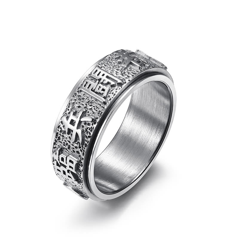 Ring Titanstahl Neun-Wort-Mantra Yin Yang – Balance