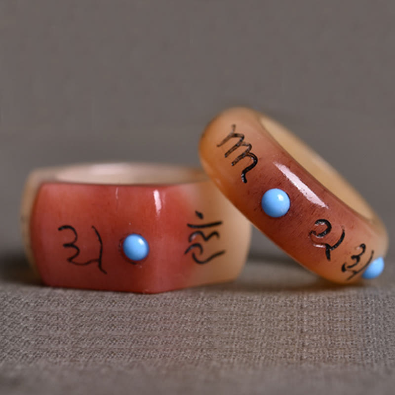 Kamelknochen Ring Om Mani Padme Hum Schutz Glück Amulett