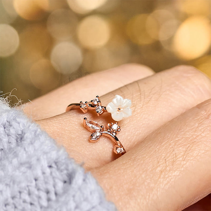 Ring Kupfer Weiße Blume Heilung eleganter Fingerring Schmuck