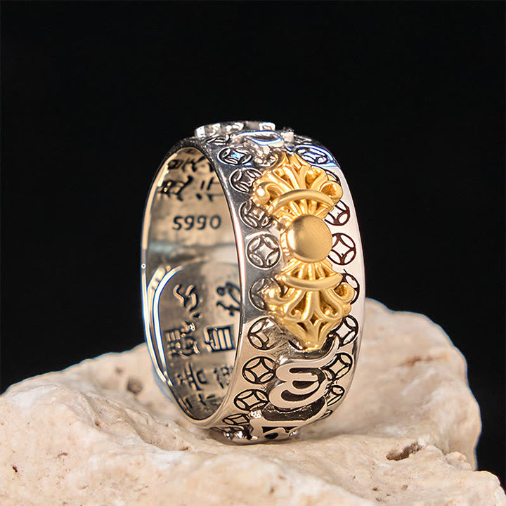 Vajra Om Mani Padme Hum Ring Kupfer Balance spiritueller Meditationsschmuck