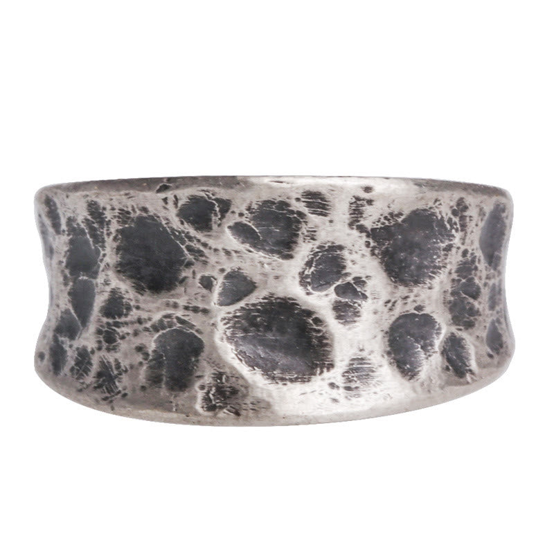 925 Silber Ring mit strukturiertem Relief Design – Schutz Motiv