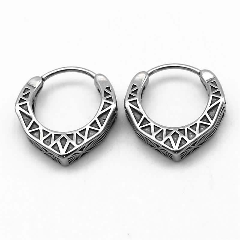Ohrringe Titanstahl Wikinger Creolen Balance silber geometrisch Boho Schmuck