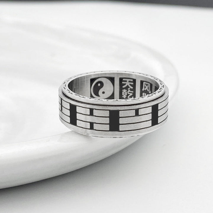 Ring Titanstahl Bagua Yin Yang Balance Symbol für Harmonie Schutz