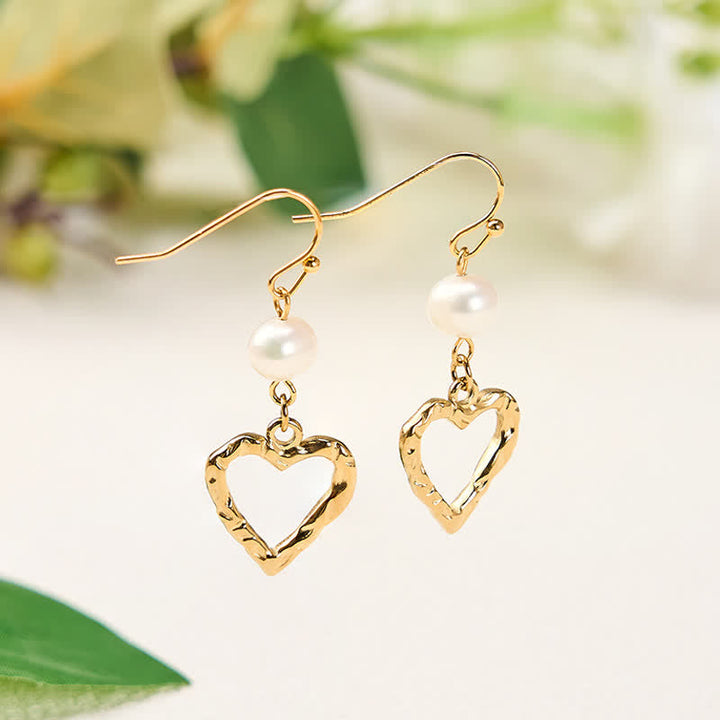 Ohrringe Perlen Herz gold Ohrhänger Boho Schmuck spirituell elegant