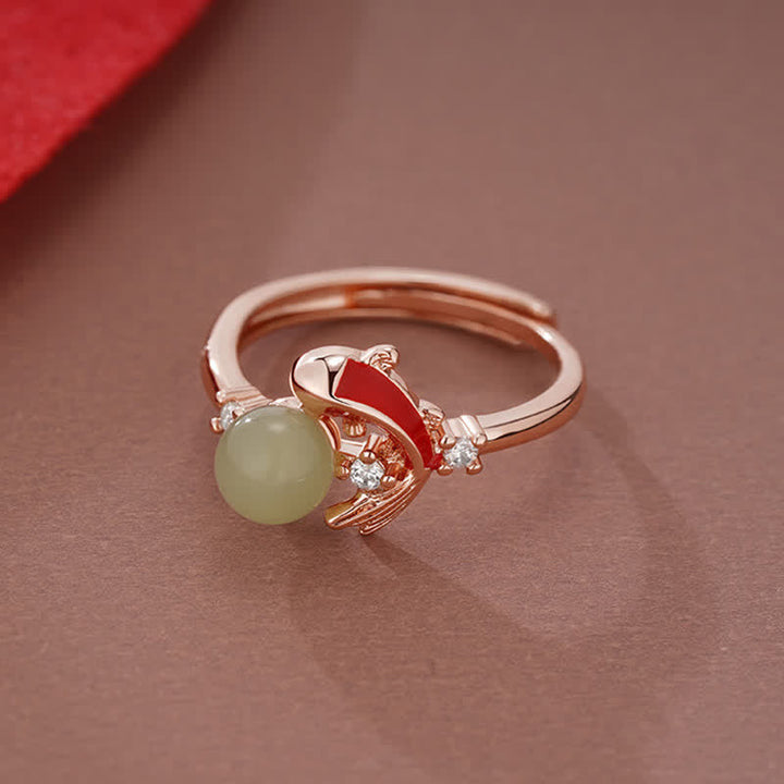 Koi Fisch Ring aus Kupfer mit Perle Erfolg Schutz Glück