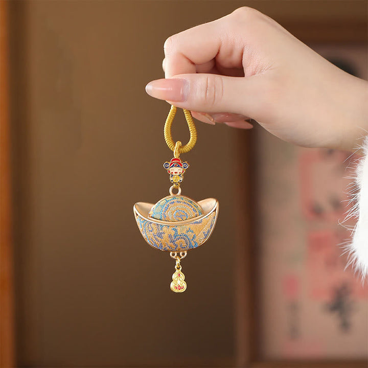 Yuanbao Schlüsselanhänger Brokat Glück Wohlstand Feng Shui Glücksbringer spirituell