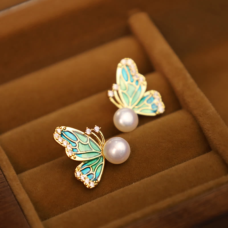 Schmetterling Ohrringe Perle Silber Vergoldet Boho Schmuck spirituell Ohrhänger