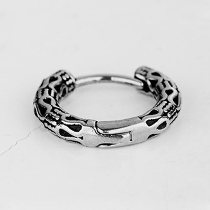 Ohrringe Titanstahl Retro-Muster Creolen geschwärzt Vintage Boho Schmuck