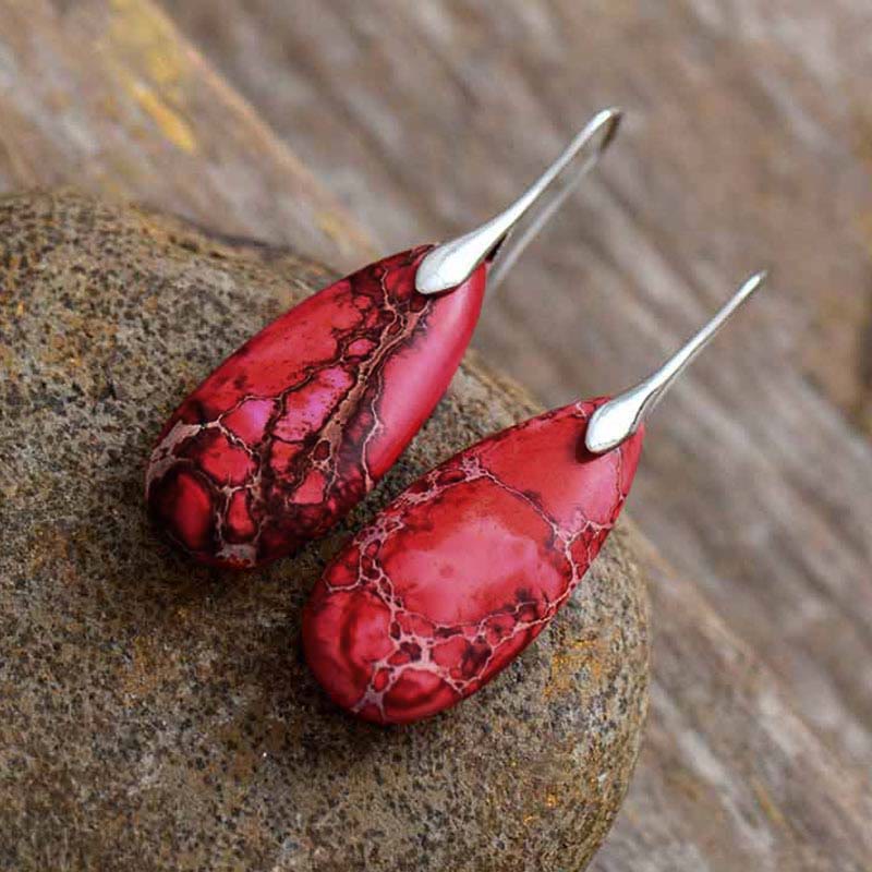Rote Kaiserstein Ohrringe Silber Tropfen Boho Schmuck spirituell Ohrhänger