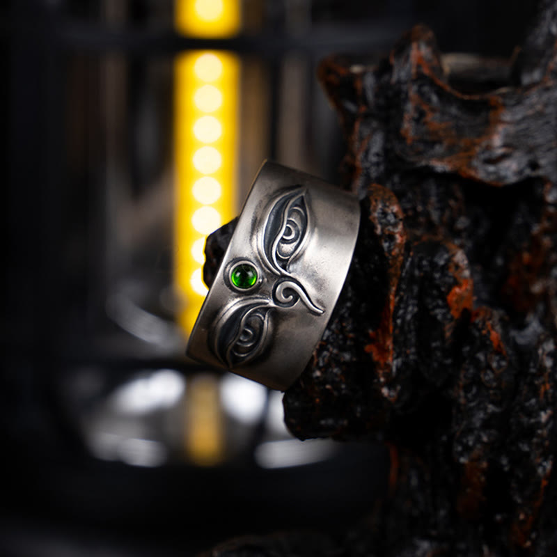 Silber Ring 925 Tara Design grüner Stein Ruhe Meditation