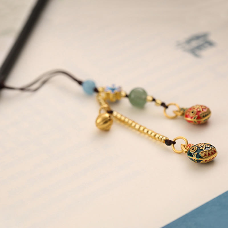 Schlüsselanhänger Goldschluckendes Biest emaillierte Perlen Glöckchen Feng Shui Glücksbringer spirituell