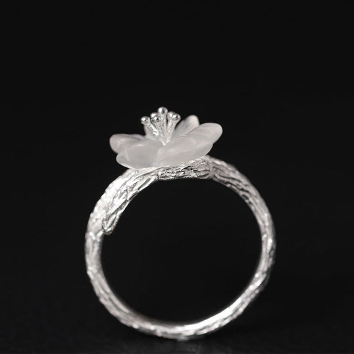 Ring 925 Silber Kristallblüte – Heilung mit Edelstein Blütenkelch glänzend
