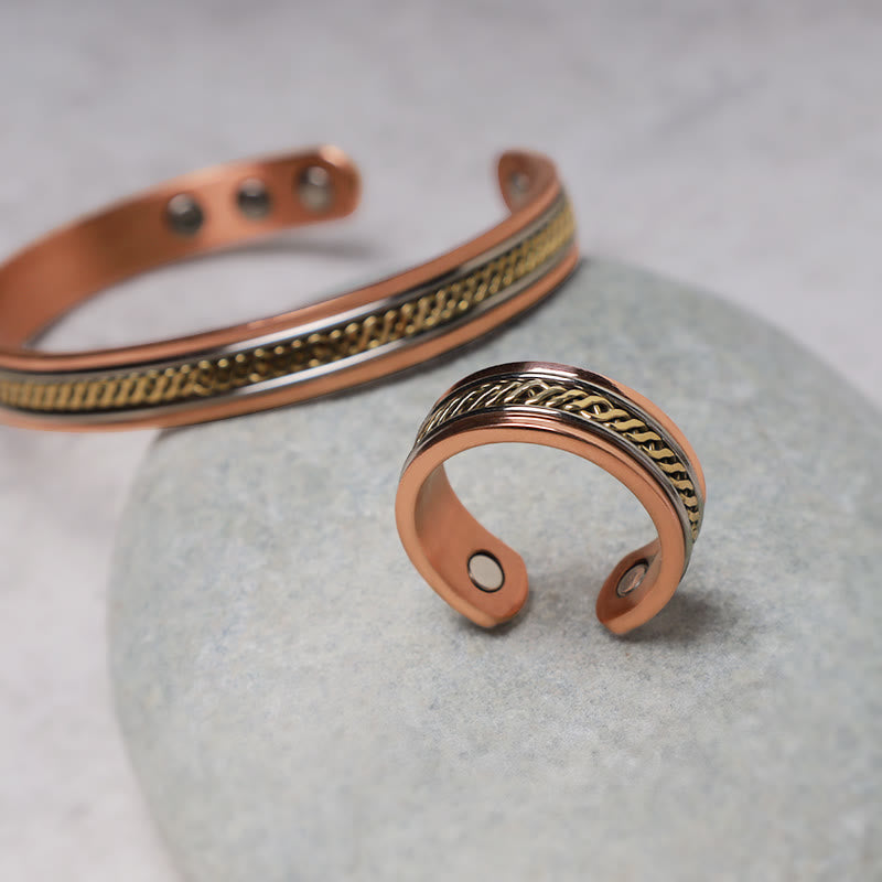Ring Magnetischer Kupfer Balance mit Magnetdetails eleganter Schmuck