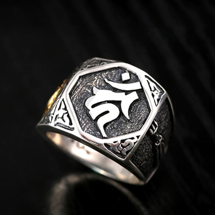 Ring 925 Silber Sanskrit-Design OM Symbol Schutz Glück