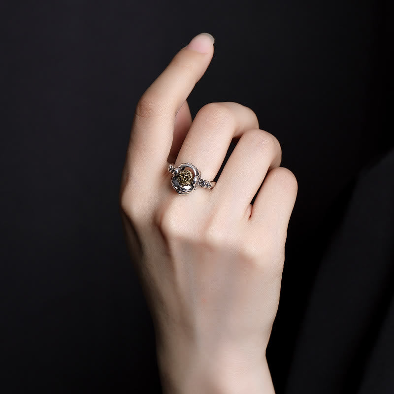 Ring 925 Silber Pixiu Kupfermünze Wohlstand Feng Shui Schutz Glück