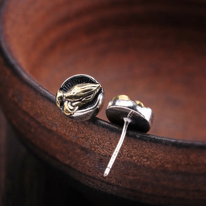 Namaste Ohrringe Sterlingsilber Boho spiritueller Schmuck Ohrstecker betende Hände