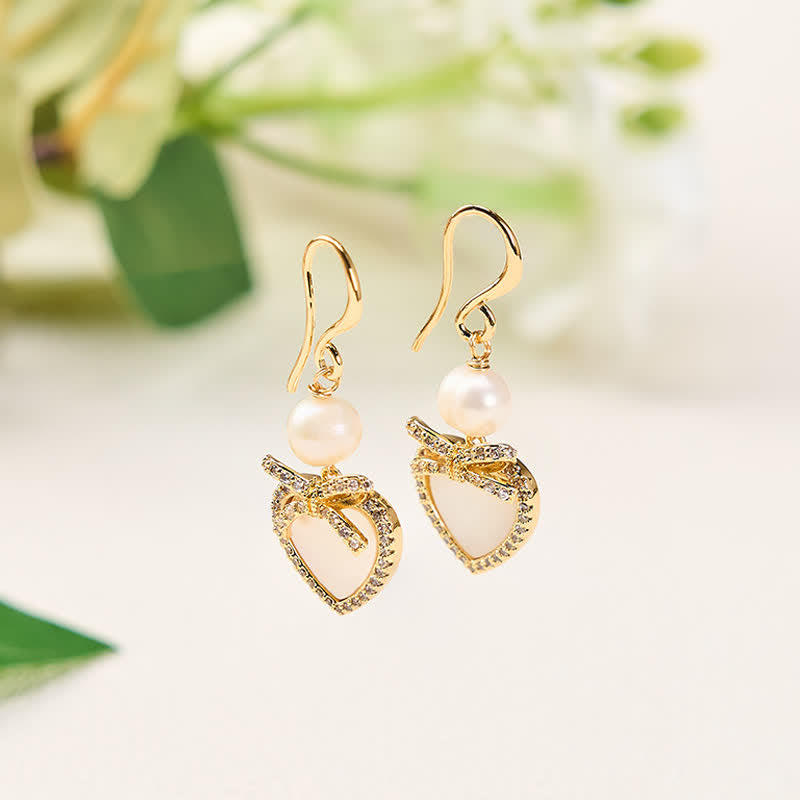 Ohrringe Kupfer Perle Herz goldfarben Boho Schmuck eleganter Ohrhänger spirituell