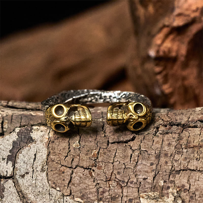 Doppelschädel Ring Kupfer Fengshui Symbol Glück getragen Fingerring