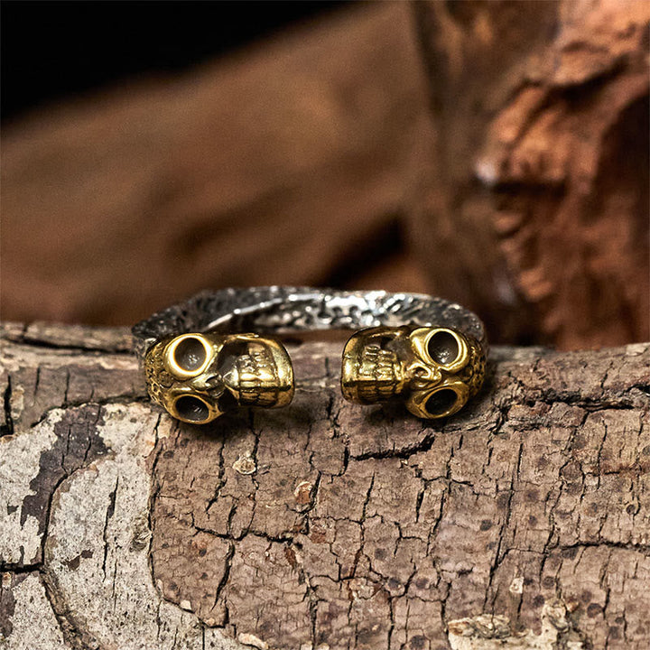Doppelschädel Ring Kupfer Fengshui Symbol Glück getragen Fingerring