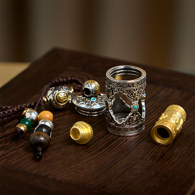 Schlüsselanhänger Om Mani Padme Hum Ghau – Glück Amulett Silber spirituell