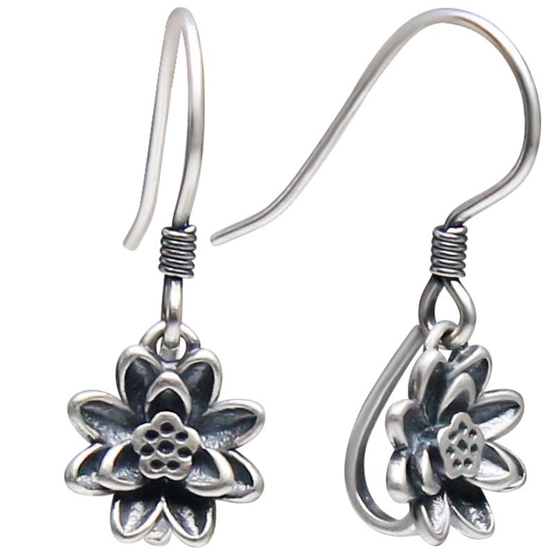 Lotus Ohrringe Silber Ohrhänger Boho Schmuck spirituell Erleuchtung filigran
