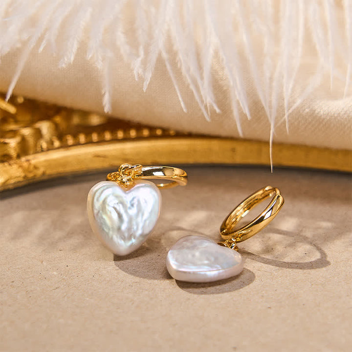 Ohrringe Perle Herz Retro gold Boho Schmuck Federn Vintage Ohrhänger