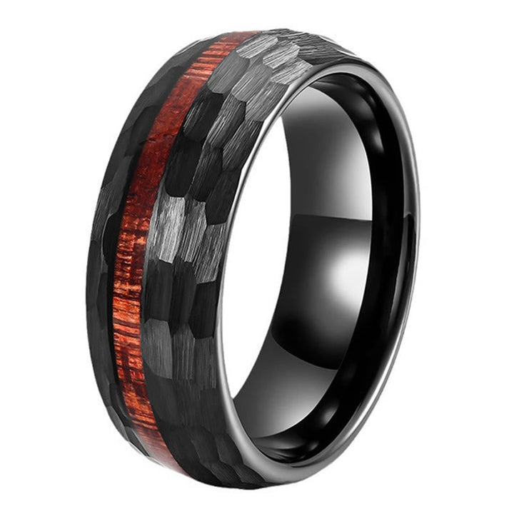 Ring Titanstahl Texturiert – Stärke roter Streifen modernes Design