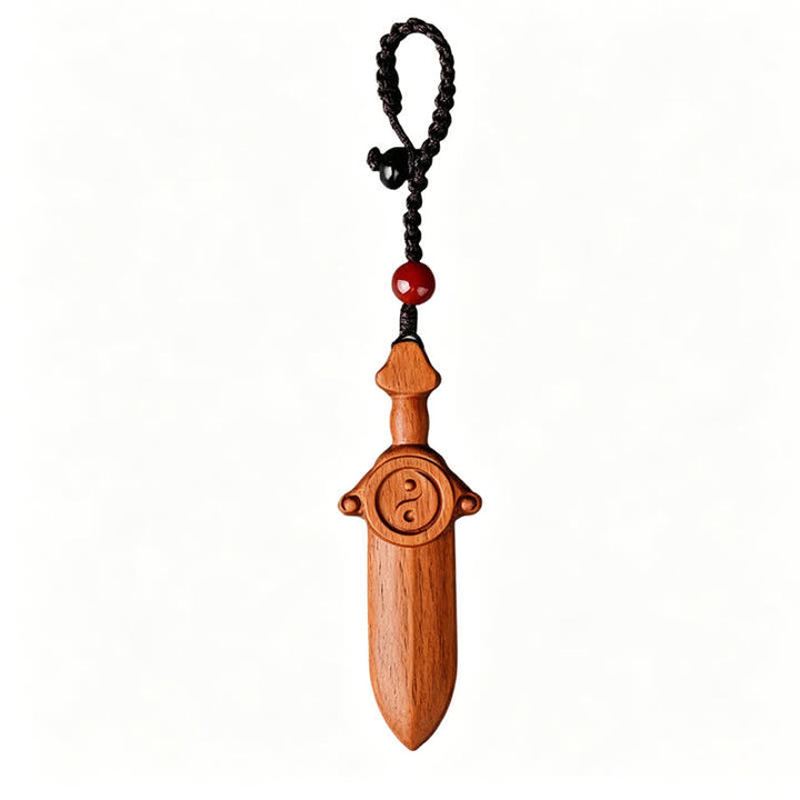 Schlüsselanhänger Jujube-Holz Yin Yang Schwert Glücksbringer Feng Shui spirituell