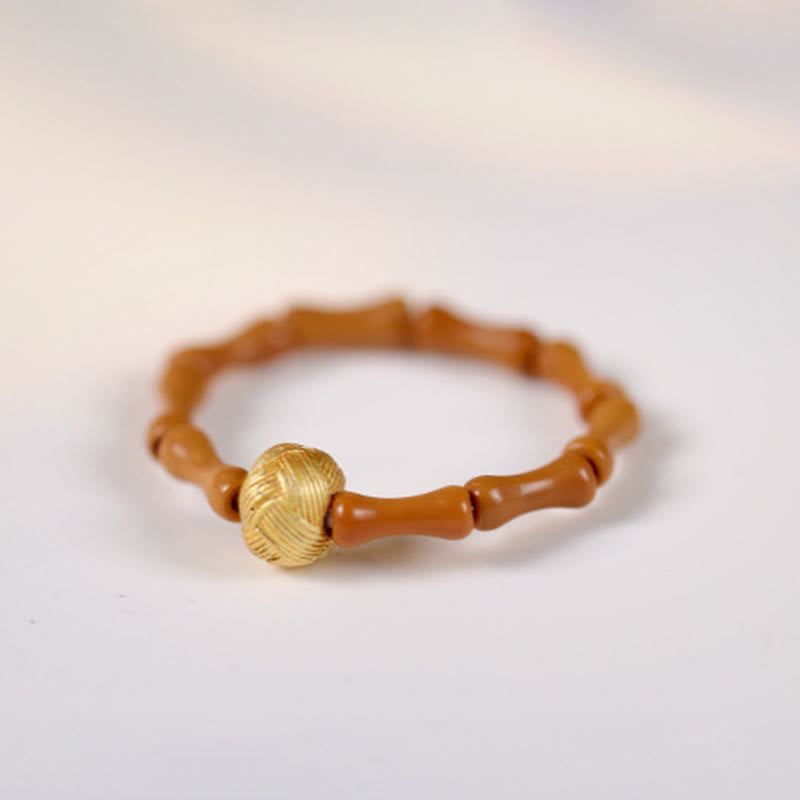 Ring Olivenkern Kupfermünze braune Schnur Stärke Kraft Glück