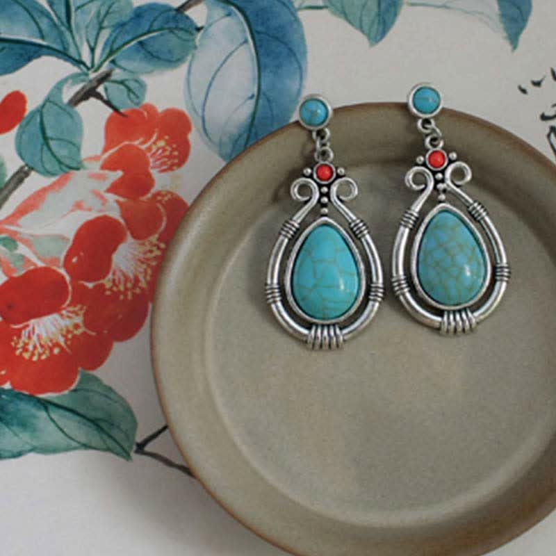 Ohrringe Türkis Tropfen – Stärke Silber Boho Schmuck spirituell Ohrhänger