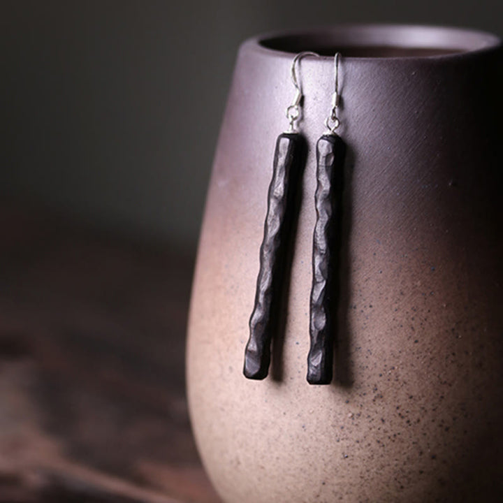 Ebenholz Ohrringe Silber lange Ohrhänger Boho Schmuck spirituell Balance Frieden