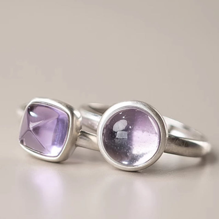 Ring 925 Silber Amethyst – Balance zwei elegante Amethystringe