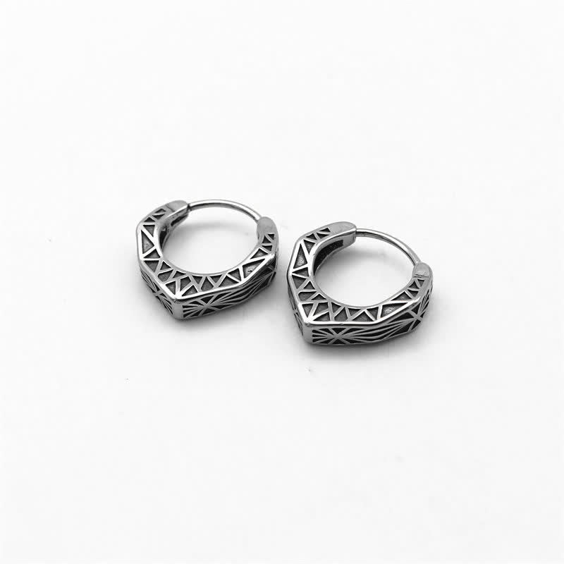 Ohrringe Titanstahl Wikinger Creolen Balance Schmuck geometrisch silber spirituell