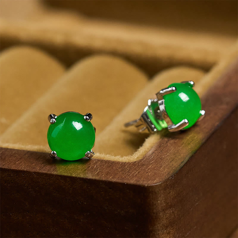 Jade Ohrringe 925 Silber grün Ohrstecker Boho Schmuck spirituell Fülle