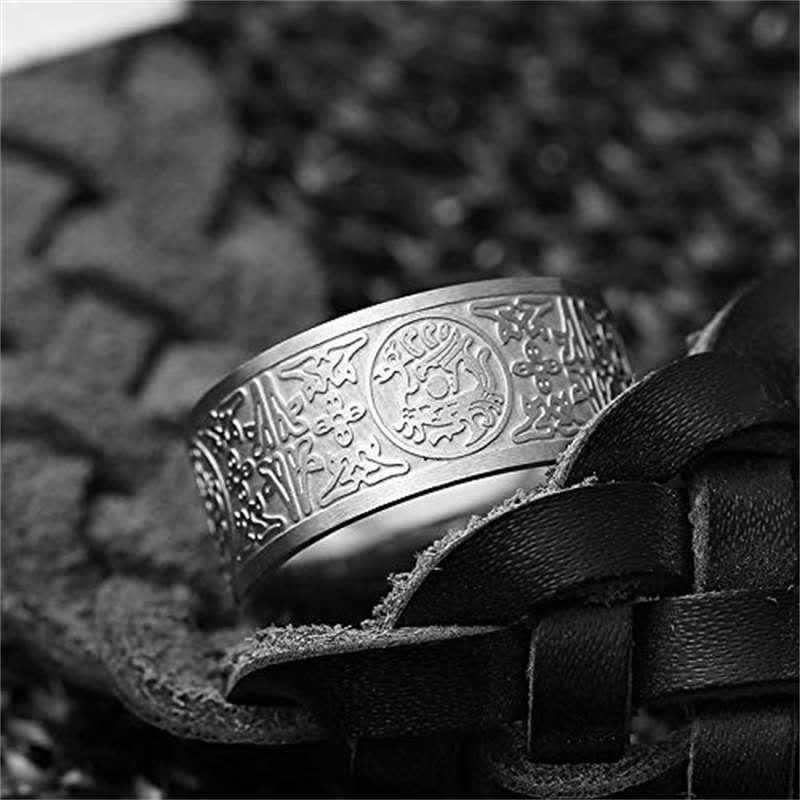 Drachen Ring Suzaku Gravur Basalt Erfolg Glück Feng Shui