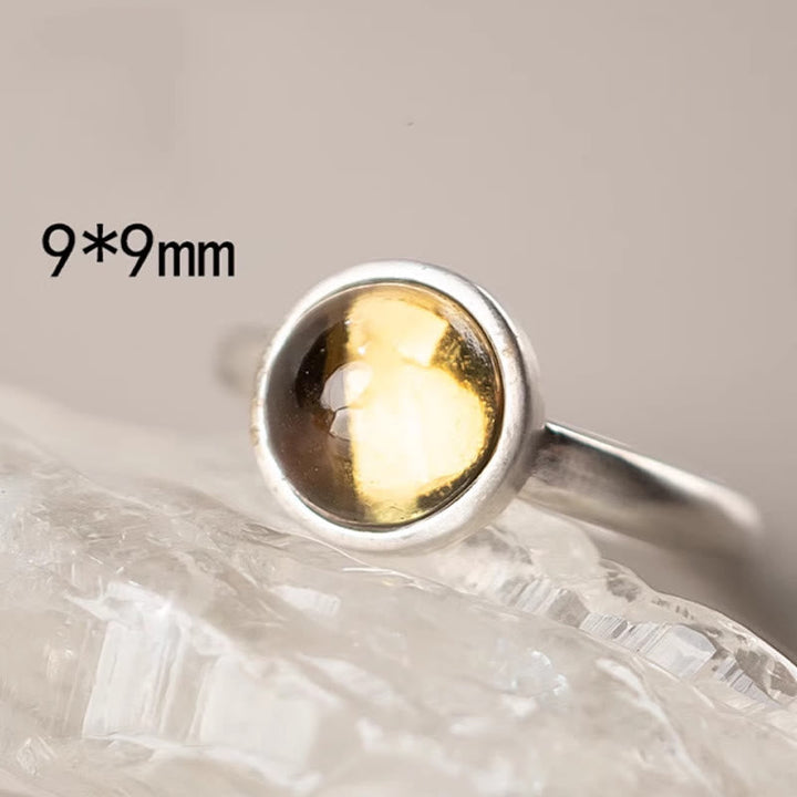 925 Silber Ring mit gelbem Citrin Glück Stein