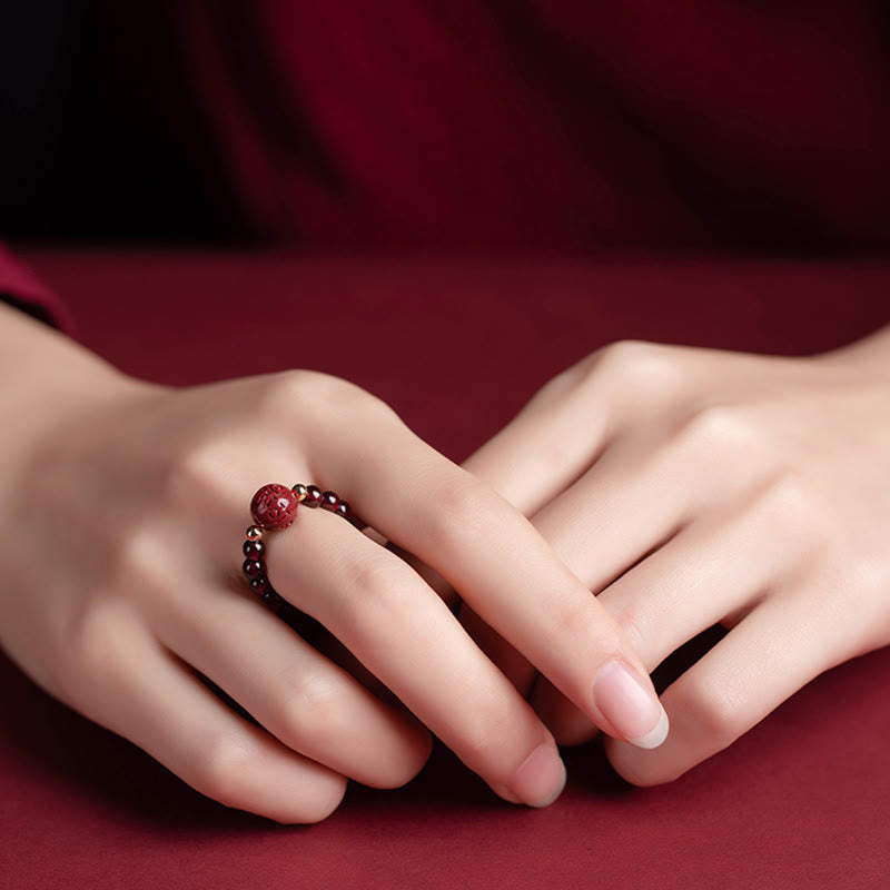 Ring Granat Zinnober Pixiu – Glück & Schutz